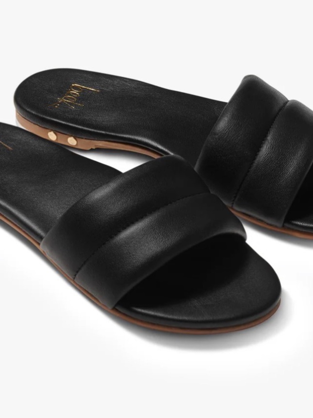 Beek Sugarbird Leather Black Padded Slide Sandals - Women 8